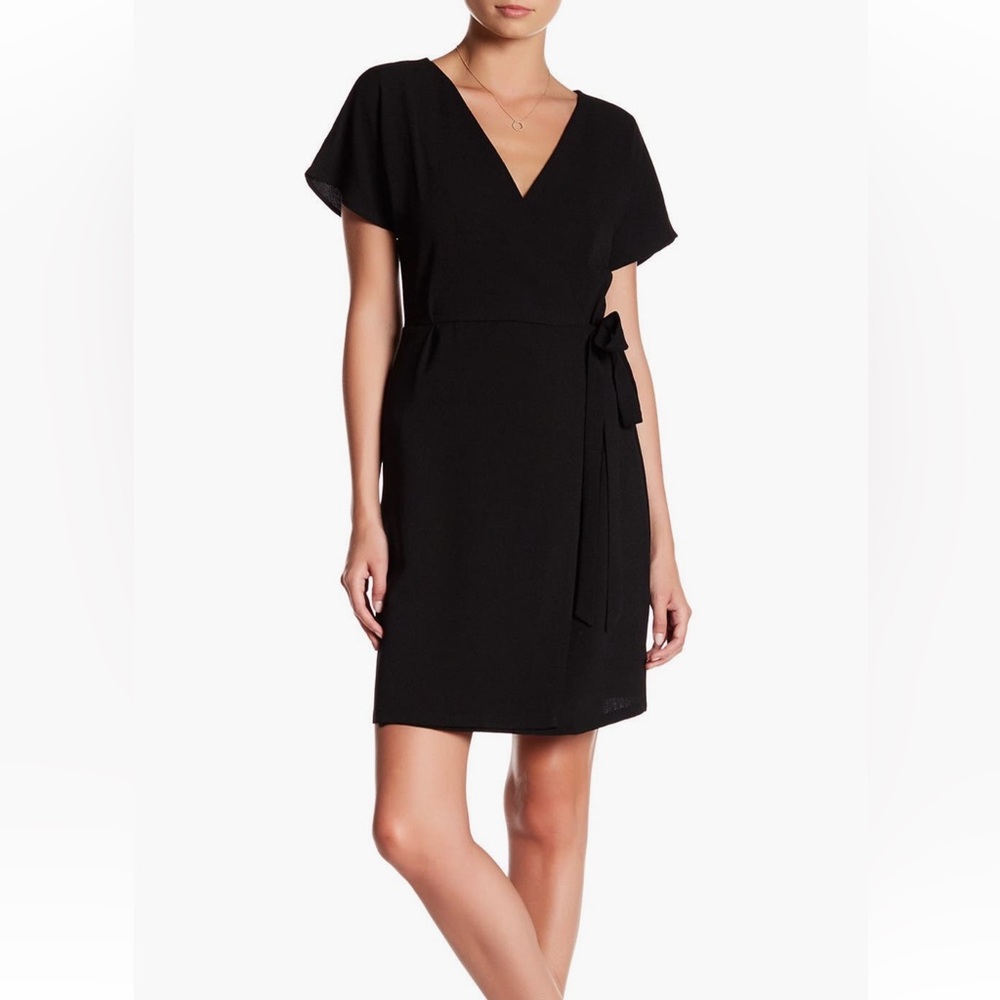 Elegant Black Sleeveless Mini Wrap Dress